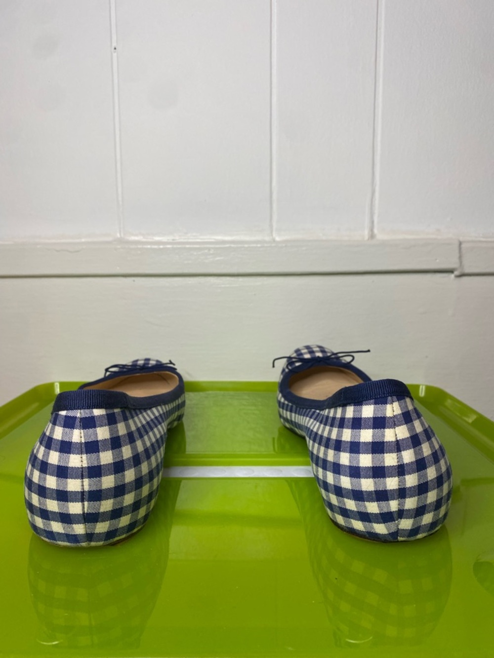 Christian Louboutin Blue and White Gingham Ballet Flats - Picture 8 of 11
